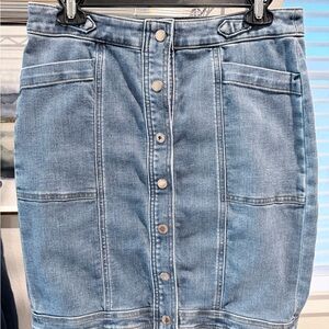 White House Black Market Denim Button-Front Skirt